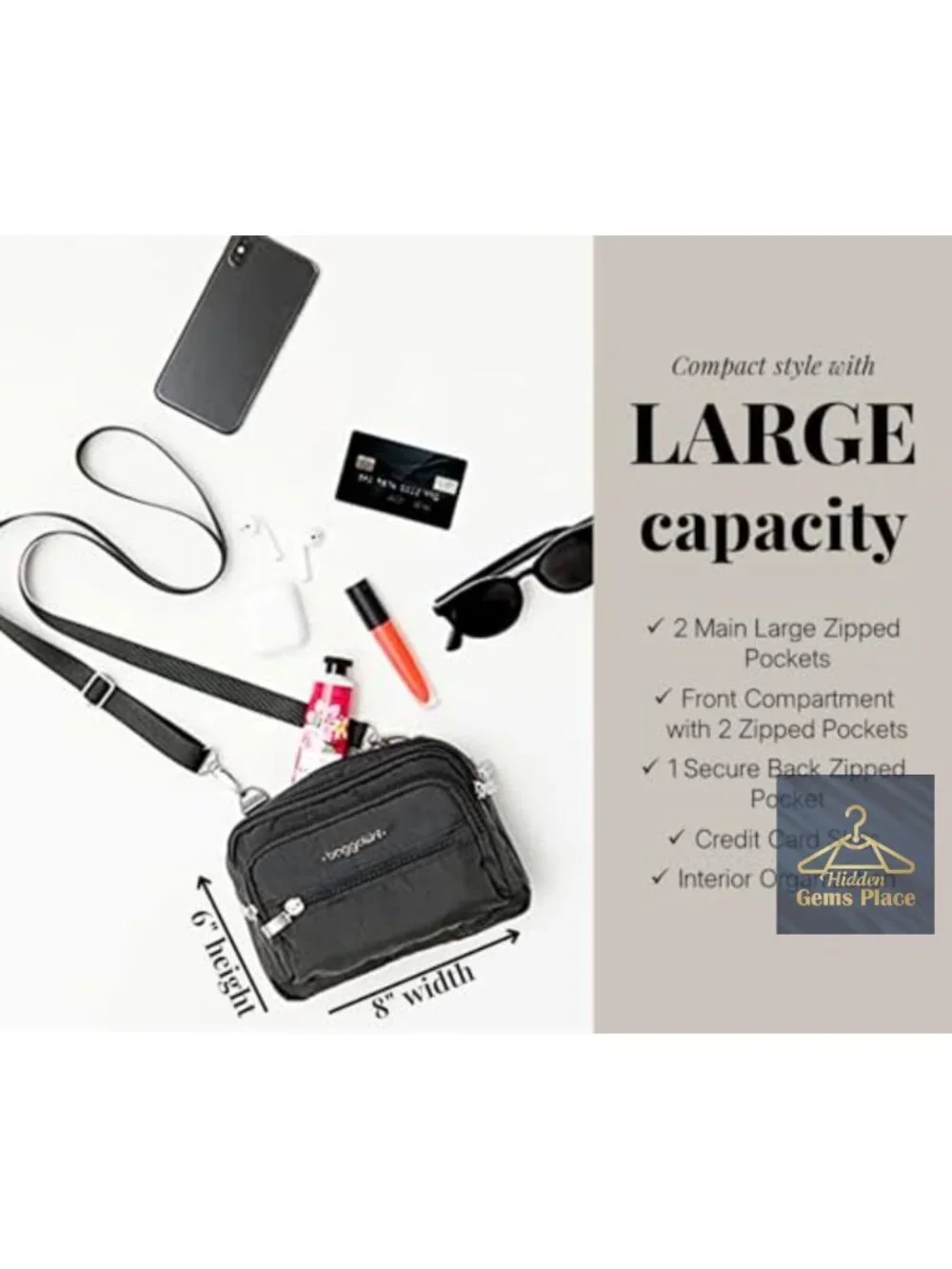 Convertible Crossbody Fanny Pack - Lightweight Nylon Travel Bag
